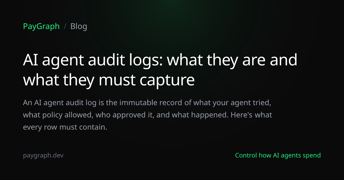 AI agent audit logs: what they are and what they must capture — PayGraph